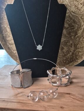 Silver Star Pendant Necklace with Clear Orb Accent — Women's Layered Style